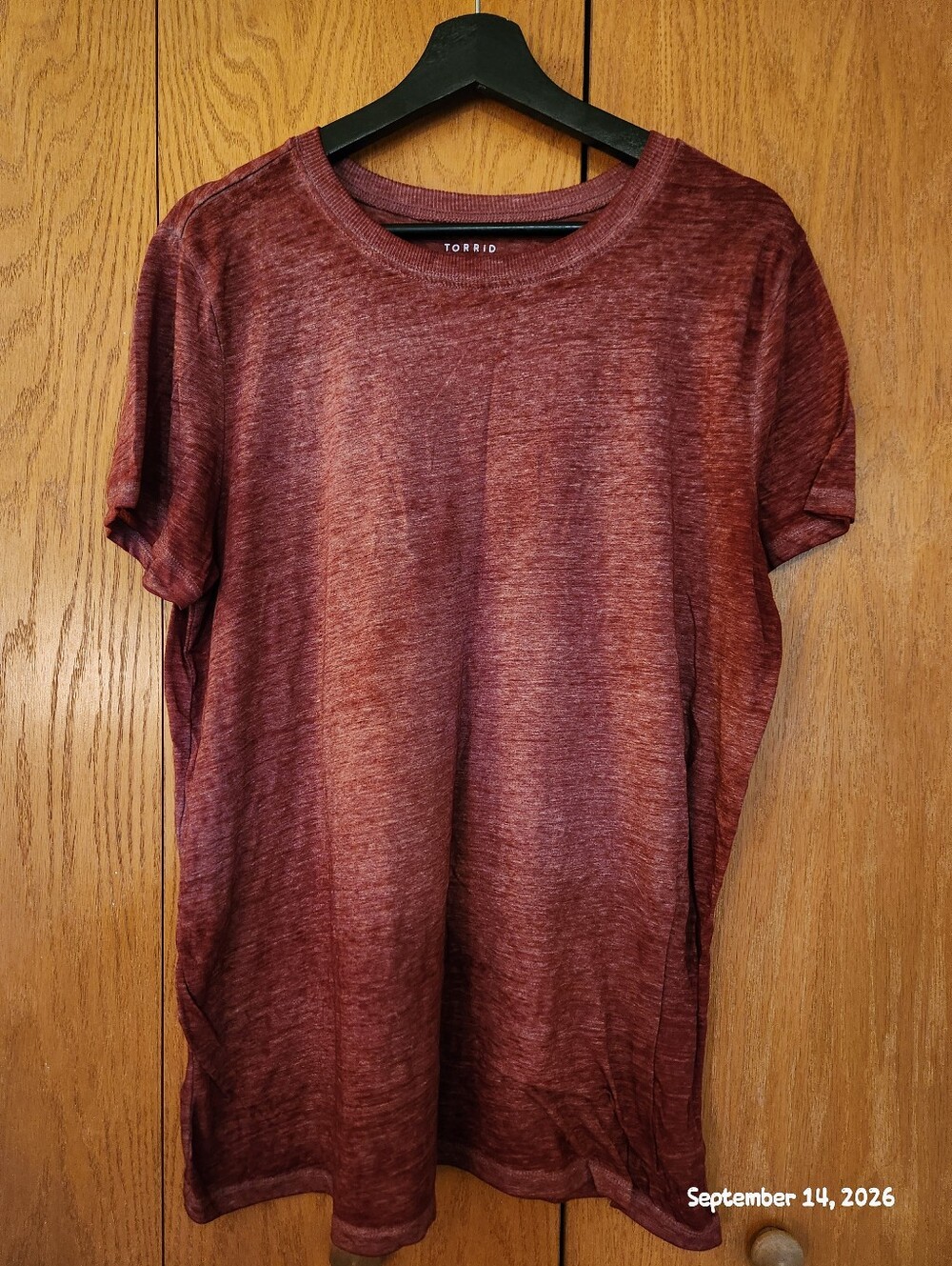 torrid Marled Wine Short-Sleeve Crew Tee